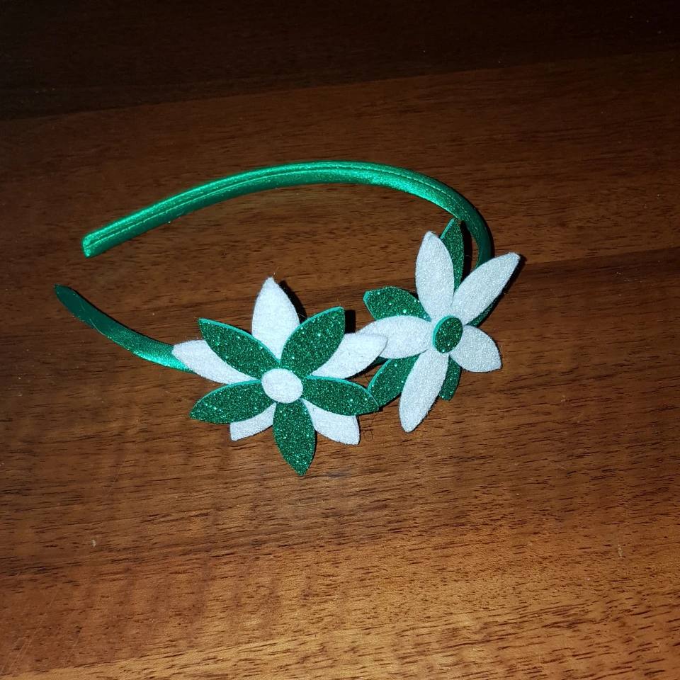 Cerchietto fiori verde panna (3)