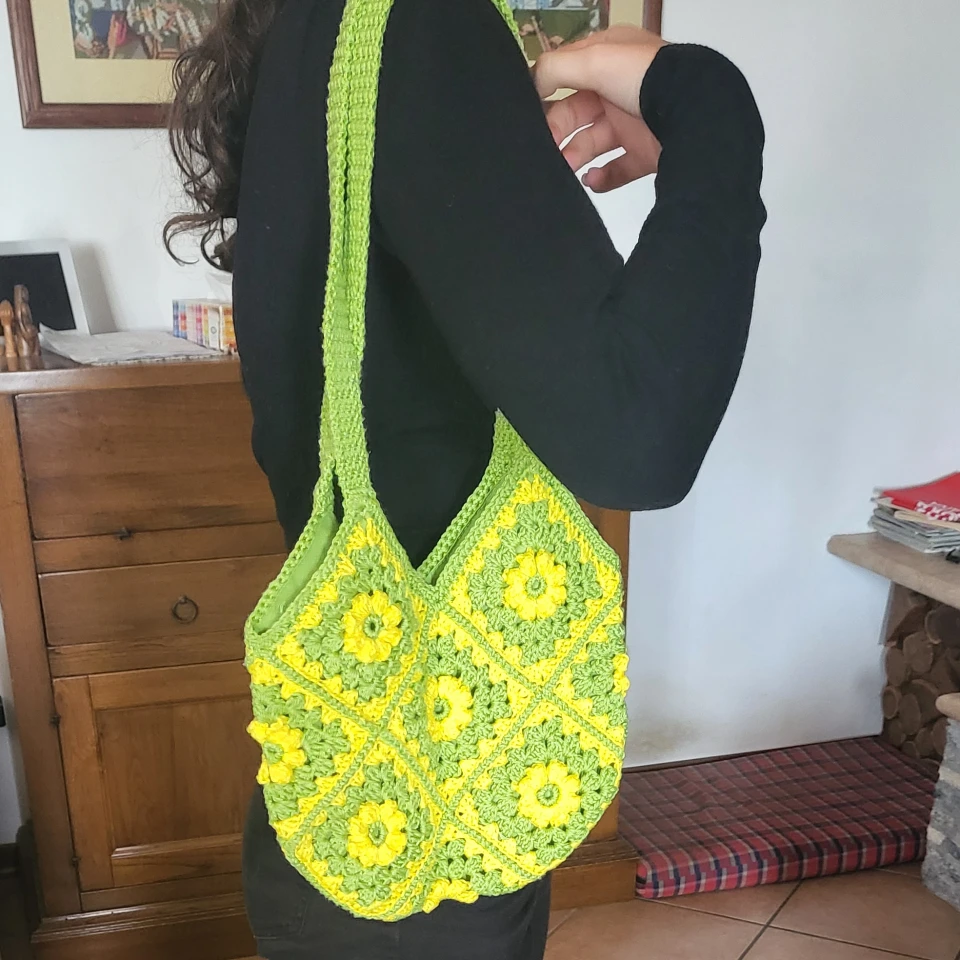 Borsa grannymania in cotone, foderata(20)